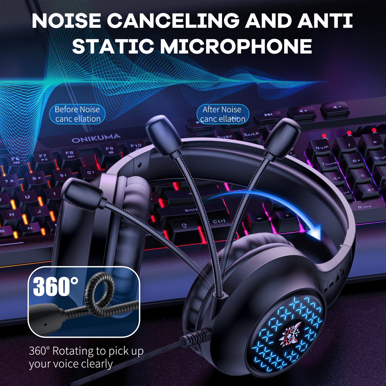 ONIKUMA X7 Gaming Headset Wired Headphone with 360 Degree Rotating Microphone Monochromatic Light ONIKUMA X7 Gaming Headset Wired Headphone with 360 Degree Rotating Microphone Monochromatic Light